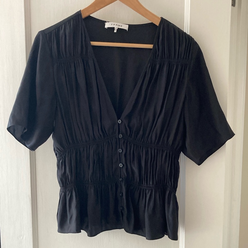 Frame Denim Black Blouse